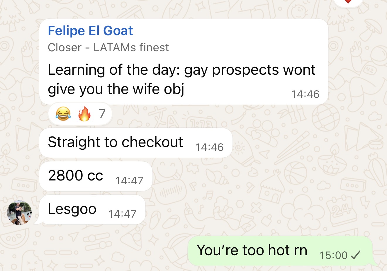 Felipe - $2,800 cc collected