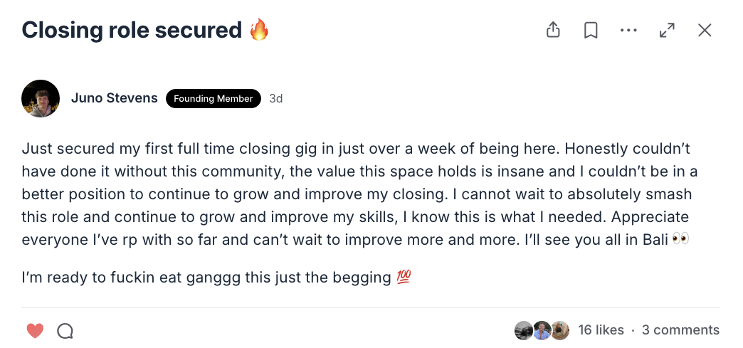 Juno - Closing role secured